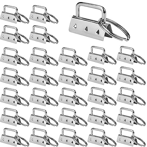 30 Stück Schlüsselband Rohlinge, 32 MM Schlüsselanhänger | Klemmschließeanhänger mit Schlüsselring Schlüsselanhänger Klemmschließeanhänger für DIY Handarbeit Lanyard Stoff (Silber)
