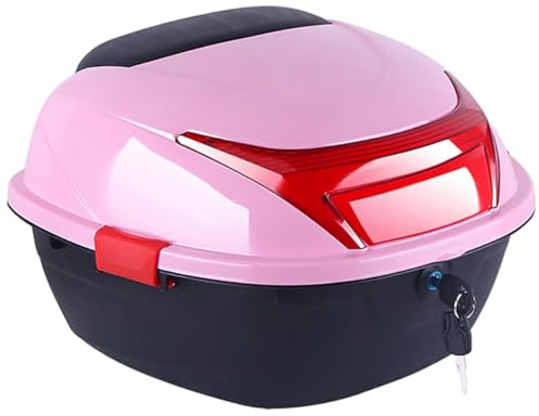 CORGLI Motorrad-Topcase, Motorrad-Tages-Heckbox, Kofferraum, abschließbarer Aufbewahrungsträger, wasserdichtes Top-Case aus Kunststoff mit Rückenlehne, universelle Halterung für Helmgepäck,Pink