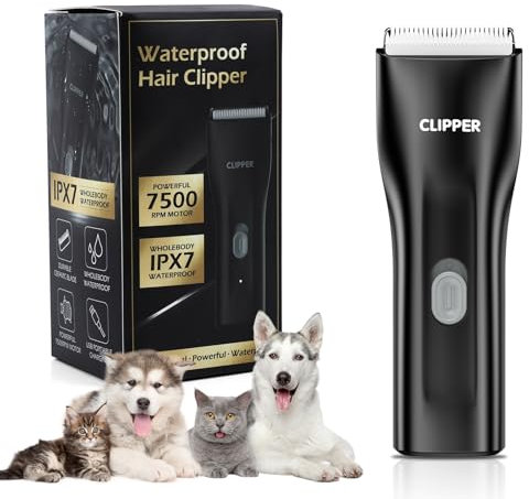 Brifit Tondeuse pour Chiens Silencieuse, Tondeuse Professionnelle avec IPX7 Étanche pour Chien Chat, 7500rpm, Tondeuse Faible Bruit pour Chien et Chat, Sans Fil Fondeuse Toilettage pour Animaux