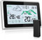 Wetterstation Funk mit Außensensor, Funkwetterstation für Temperatur und Feuchtigkeitsüberwachung Innen/Außen mit Wettervorhersage, Thermometer, DCF Funkuhr und LCD Touchscreen