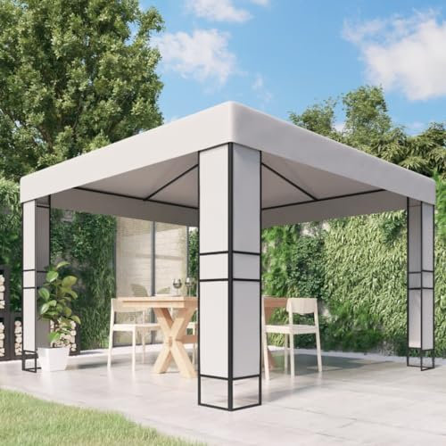 Rasen & Garten, Outdoor-Wohnen, Außenstrukturen, Vordächer & PavillonsPavillon mit Doppeldach 3x3 m, Weiß