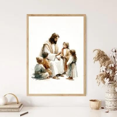 Yocheng Paraboles de Jésus Affiche Croyants Chrétiens Aquarelle Peinture Impression Sur Toile Porche Maison Mur Art Décoration Peinture Suspendue 40x50cm sans cadre