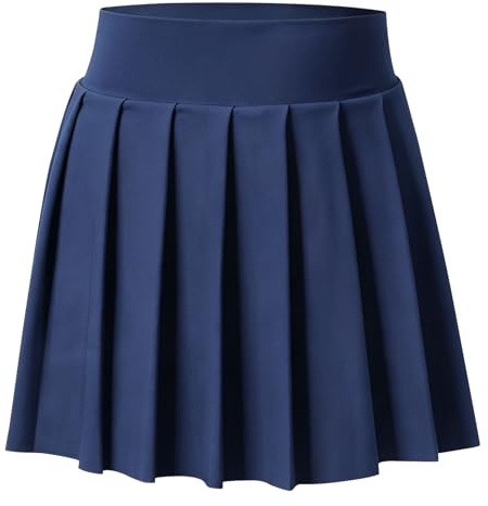 Bezioner Girls tenniskjol med shorts, golfshorts med dubbla fickor veckad kjol, skridskoåkning, minikjol marinblå, XXL (13-15 år, 150-165 cm), BLÅ, 13-15 År