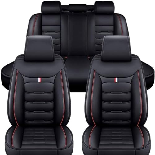 DEBAO Auto Sitzbezüge Set Autositzbezüge für Hyundai Tucson 2015-2017 2018 2019 2020 2021 2022 2023 2024 2025, Vorne Und Hinten Leder Auto-Schonbezüge Wasserdicht Sitzschoner Zubehör,Black-Red