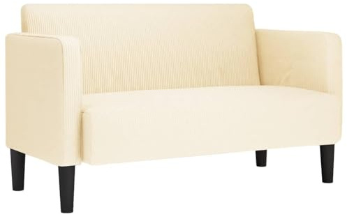 vidaXL Zweisitzer-Sofa Creme 109 cm Cordstoff