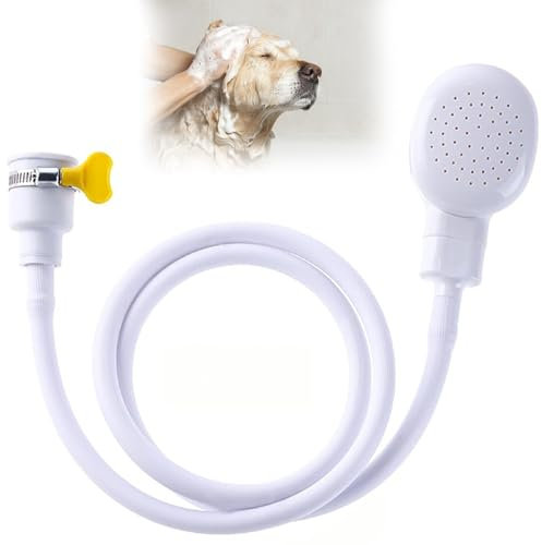 NIYATA 1.3m Single Tap Shower Attachment, Rubber Shower Hose for Taps, Shower Hose Adapter for Bath Taps, Single Tap Shower Head, Portable Handheld Shower Attachment for Bath, Sink and Pet Washing