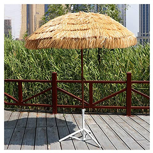 WOTZOV Ombrellone da Spiaggia in Paglia con Base, ombrellone da Spiaggia Hawaiano con Funzione di inclinazione, Altezza 215 cm, per Giardino, Piscina, Patio, ombrellone da