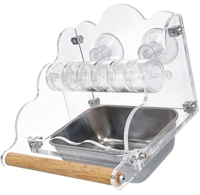 Pet Bird Feeder Conteneur alimentaire anti-éclaboussures Distributeur de nourriture rotatif pour perroquets avec perche