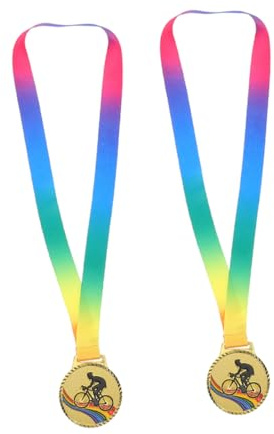 Milisten Fahrrad Medaillen Aus Metall Mit Band 19.29 Zoll 2 Stück Radsportmedaille Für Kinder Und Erwachsene Sportwettbewerb Trophäe Und Preismedaillen