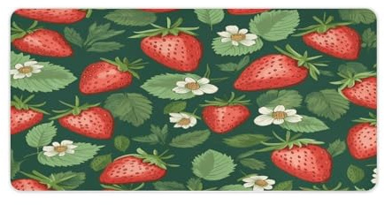 Vqqkasmn Desk Mat Mouse Mat‌ Gaming Mouse Pad Large Fresh Strawberries And Leaves Printed for Computers Laptop Office Home