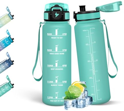 HoneyHolly Wasserflasche 500ML, Auslaufsicher mit Zeitmarkierung, Trinkflasche Kinder, Sportflasche mit Filter, Trinkflasche Kohlensäure Geeignet, Wasserflasche Sport für Kinder, Schule