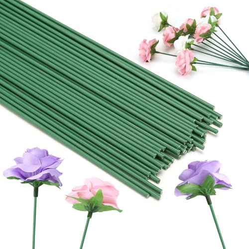 Kesote Blumendraht 50 PCS Floristendraht Grün Blumenstieldraht 2mm x 20cm
