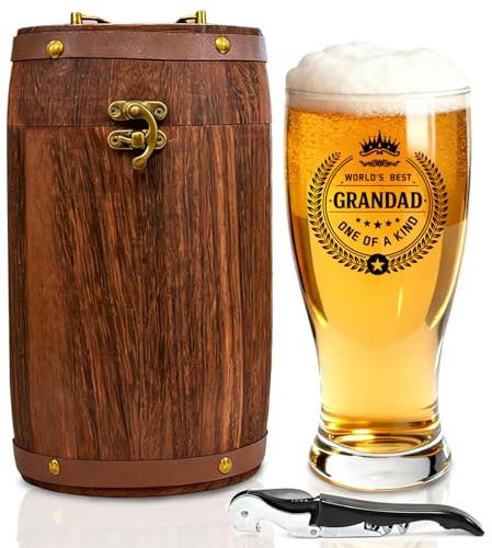 Grandad Gifts Beer Glass Barrel Box Set Unique Grandad Pint Glass Gift