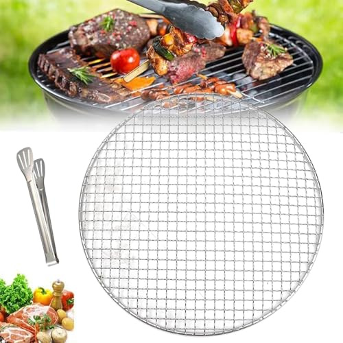Grille ronde en acier inoxydable pour barbecue, brasero de cuisson, plaque de cuisson facile à nettoyer pour le camping et les pique-niques, répartition homogène de la chaleur, 55 x 55 cm, essentiel