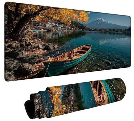 Tapis de Souris Mont Fuji Tapis de Souris xxl 80 x 40 x 0.3cm Étanche Mouse Pad avec Antidérapant Base en caoutchouc pour Ordinateur Portable Clavier Gamer PC Decoration Automne Bureau Bateau DBYH2744