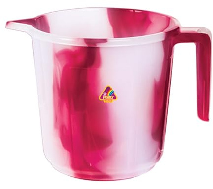 STL 2000ML Plastic Water Jug with Handle & Spout, BPA-Free Kitchen & Bathroom Jug, Lightweight, Unbreakable Plastic Mug for Hair Washing, Colour May Vary, Bathroom Mug