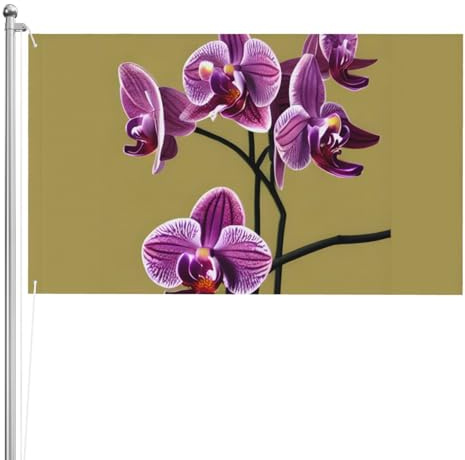 Bella bandiera a doppia faccia con orchidee da 0,9 x 1,5 m. Bandiera da giardino in poliestere pesante a triplo strato su entrambi i lati, 0,9 x 1,5 m, bandiera da giardino in poliestere.