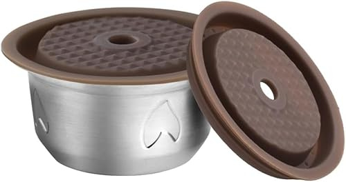 2pcs Reusable Pods for Nespresso Vertuo Machine, Stainless Steel 7.7oz Refillable Coffee Capsule Set with 2 Silicone Lid,1 Spoon,1 Brush,Coffee Accessories for Nespresso Vertuo Machine (2 Lids+2 Pods)