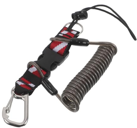 WOONEKY Lanière de Plongée sous-Marine Noire avec Boucle à Dégagement Rapide, Corde de Sécurité Spiralée pour Appareil Photo, Sangle Flottante Anti-Perte, Accessoires pour Plongée