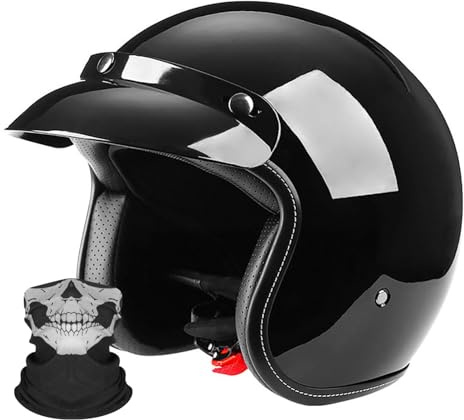 Retro-Jethelm, 3/4-Helm Für Erwachsene (Damen Und Herren), Offener Crashhelm Für Roller, Motorräder Und Jethelme, ECE 2205-Geprüft, Ganzjahres-Universalhelm