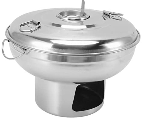 Qcwwy Pots de Glace Carbonique Individuels à Portion Unique, Marmite au Charbon de Bois, Pots de Glace Carbonique en Acier Inoxydable, Marmite à thé au Lait Portable pour une Personne, Cuiseur
