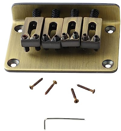 Chevalet de guitare en métal à 4 cordes, remplacement pour guitare basse, ukulélé, avec 4 selles réglables et finition brillante, chevalet compact pour instruments à cordes