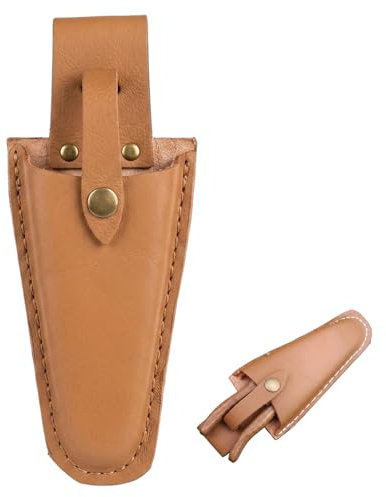 Secateurs Holster, Leather Belt Pouch for Garden Tool Belt,Tool Belt Pouch Leather Durable for Pruners, Shears & Knives, Hook for Easy Hanging, Ideal Gardening Gift for Men, Dad, Husband(Brown)