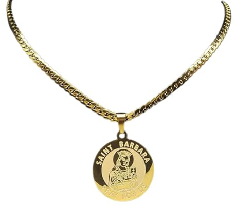 Générique Collier pour hommes, Archange Sainte Barbe, priez pour un collier pour femmes, Médaille d’amulette d’or pour hommes, chaîne de bijoux