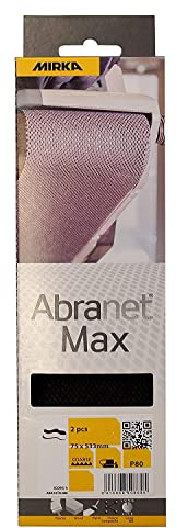Mirka Abranet Max Schleifband 75x533mm / Korn P80 / 2 Stück für Handschleifmaschinen Bandschleifer Handbandschleifer