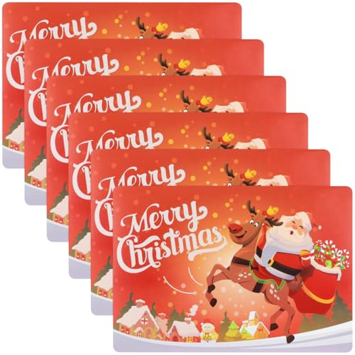BESTonZON 6PCS Weihnachten Platzset Hitzebeständige Wasserdichtes Weihnachts Tischsets für Esstisch Dekoration (44x30cm)