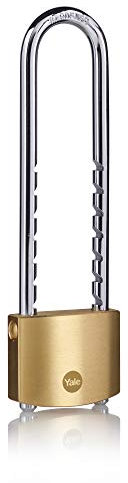 Yale Lucchetto Standard in Ottone YY110B/50/155/1, 50 mm, Staffa Regolabile, in Acciaio Temprato, Doppia Chiusura, Fornito con 3 Chiavi