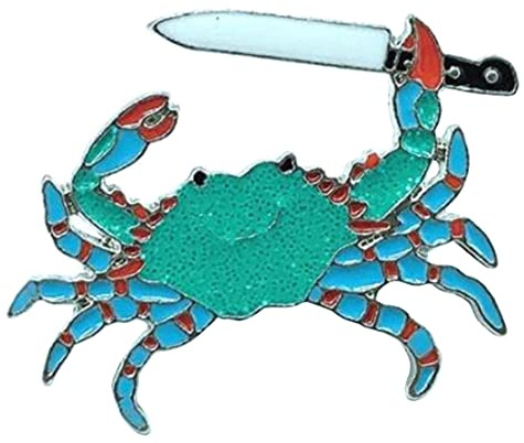 Emaille-Brosche, Motiv: grüne Krabbe, Messer, Brosche, Denim, Jeans, Hemd, Tasche, Wassertierschmuck, Geschenk für Freunde, Tierliebhaber, Legierter Stahl