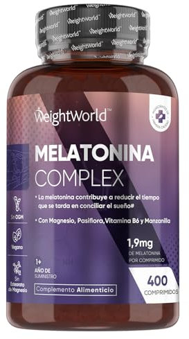 Melatonine 1,9mg 400 Comprimés Vegan, Mélatonine Complexe avec Magnésium, Vitamine B6, Passiflore et Camomille pour Adultes, Format Voyage sans Accoutumance et sans Stéarate de Magnésium