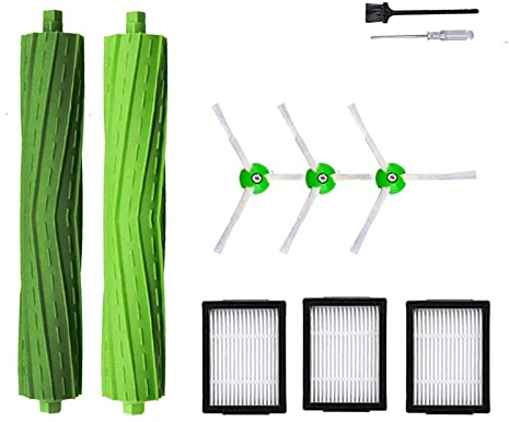 Ersatzteil-Zubehör für iRobot Roomba i7 i6 i8 i3 i4 i1 e5 e6 I E J Serie Staubsauger, inklusive 1 Multi-Oberflächen-Gummibürste und 3 Filtern, 3 Seitenbürsten