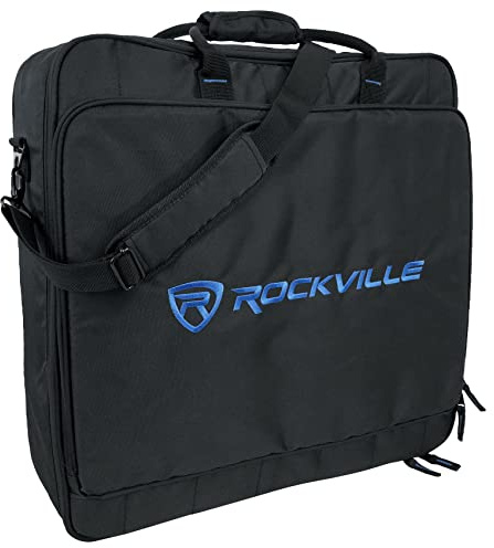 Rockville MB2020 DJ Gear Mixer Gig Bag Case, 20.5 x 20.5 x 6, Dual Foam Padding, Rugged Nylon, Lockable YKK Zippers, for DJ Mixers and Controllers