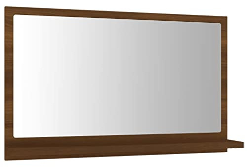 vidaXL Badspiegel, Spiegel Wandmontage, Wandspiegel für Badezimmer, Badezimmerspiegel Kosmetikspiegel Badmöbel, Braun Eichen-Optik Holzwerkstoff