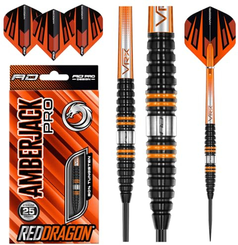 RED DRAGON Amberjack Pro 2 25 Gramm Premium-Wolfram-Darts-Set Flights und Stielen