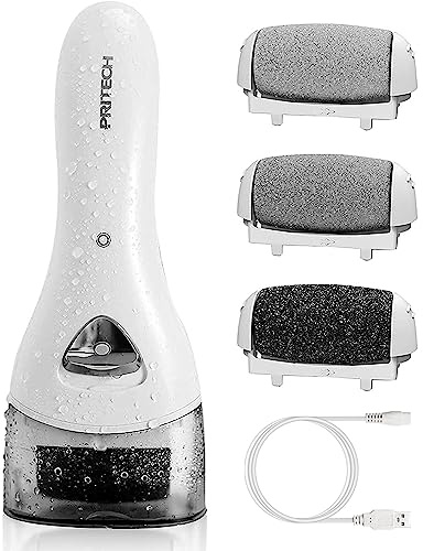 PRITECH Elektrischer Hornhautentferner Fußpflege Hornhaut Entfernen wiederaufladbar Pediküre Hornhautfeile Callus Remover(Weiß)