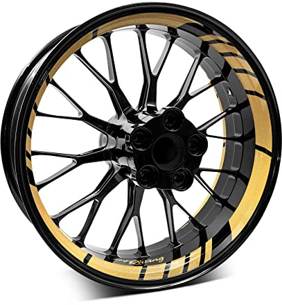 18-teiliges Set Felgenrandaufkleber Sticker für Motorrad Auto Felgen Design Komplett Set Felgenaufkleber für 15 16 17 18 19 Zoll MR020 (08 Gold Metallic)