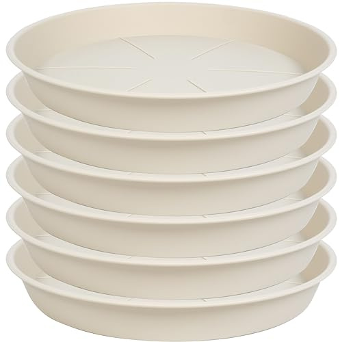 OVZILKI Pflanzen-Untersetzer, 17,8 cm x 20,3 cm, robuste Kunststoff-Topf-Untersetzer für drinnen und draußen, Pflanzen-Wasserschale für Pflanzgefäße 17,8–22,9 cm (20,3 cm, Beige)