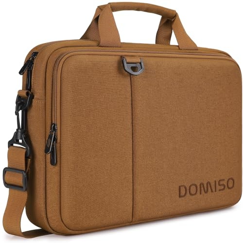 DOMISO 15,6 Zoll Laptop Tasche Aktentasche Schultertasche Wasserdicht Notebooktasche für 15.6 IdeaPad S510/Dell XPS 15/ThinkPad E575/HP Pavilion 15 Envy 15/Asus,Braun