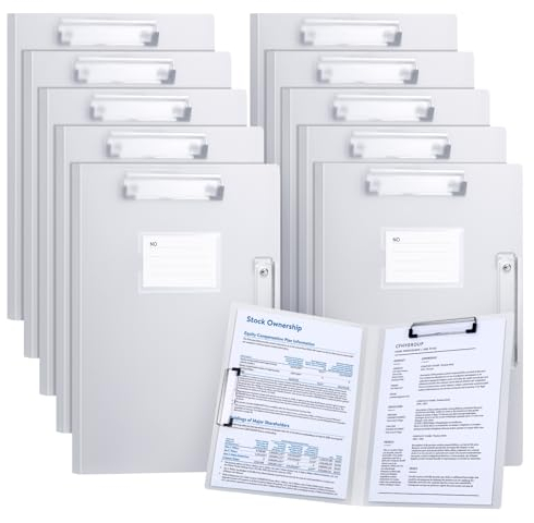 A4 Porte-Blocs à Rabat,Lot de 10 Planchettes à Pince Avec Double clip,Foldover Clipboard Porte-Formulaires(Transparent)