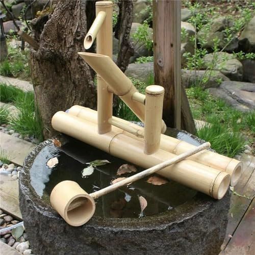 Fuente de Agua de bambú, Kit de Fuente de Agua de jardín Zen con Bomba, decoración de jardín Zen japonés, decoración de jardín al Aire Libre Feng Shui