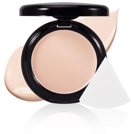 Apooliy Fondotinta in polvere, a lunga durata, fondotinta a copertura totale con spugnetta, impeccabile finitura demi-matte, illuminante, colore correttivo