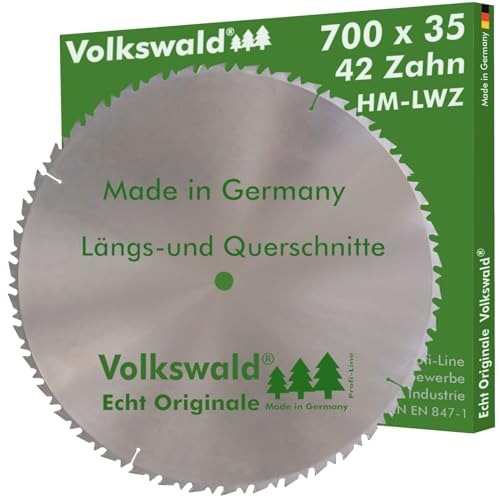 Volkswald ® HM-Sägeblatt LWZ 700 x 35 mm Z= 42 Kreissägeblatt Wechselzahn Präzisions-Sägeblatt mit Spanabweiser für Hartholz Naturholz Brennholz Leimholz Kappsäge Wippsäge Tischkreissäge