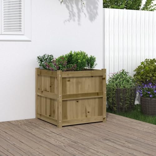 JUDYY Jardinière d'extérieur 60x60x60 cm Bois de pin imprégné,Jardiniere sur Pieds,Bac avec Treillis,Jardiniere Terrasse