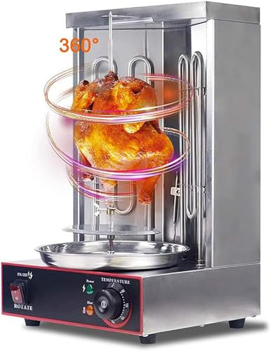 3000W Vertical Broiler - Certified Electric Kebab Grill Machine - Smokeless Turkey Doner Barbecue Oven with 360° Rotation