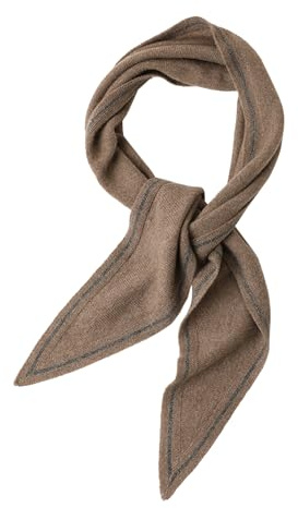 Diamond-Shaped Small Neck Scarf 30% Cashmere & 70% Wool, Soft Warm Knitted Collar Cross Neck Triangle Scarf for Women Girls, Spring Autumn Versatile Neckerchief Short Knit Collar Scarves, Gift Curry