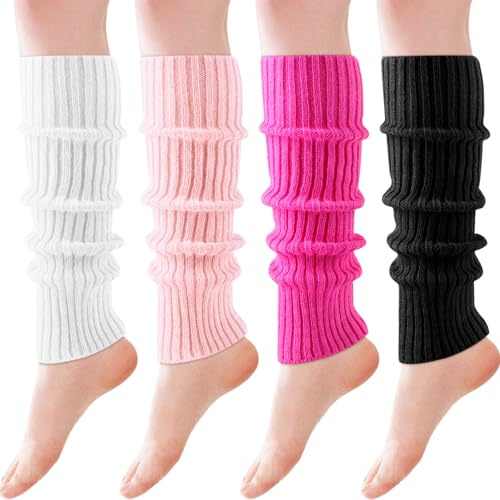 AQOKKA Leg Warmers for Women 80s 90s Winter Fashion Neon Ribbed Knitted Long Socks Y2k Girl Accessories for Yoga Sports Party