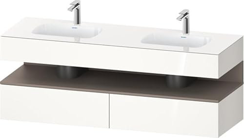 Duravit Qatego lavabo encastré avec meuble sous-lavabo en console, 1600x550x600mm, niche basalte mat, lavabo double, QA4797043220000, Couleur: blanc